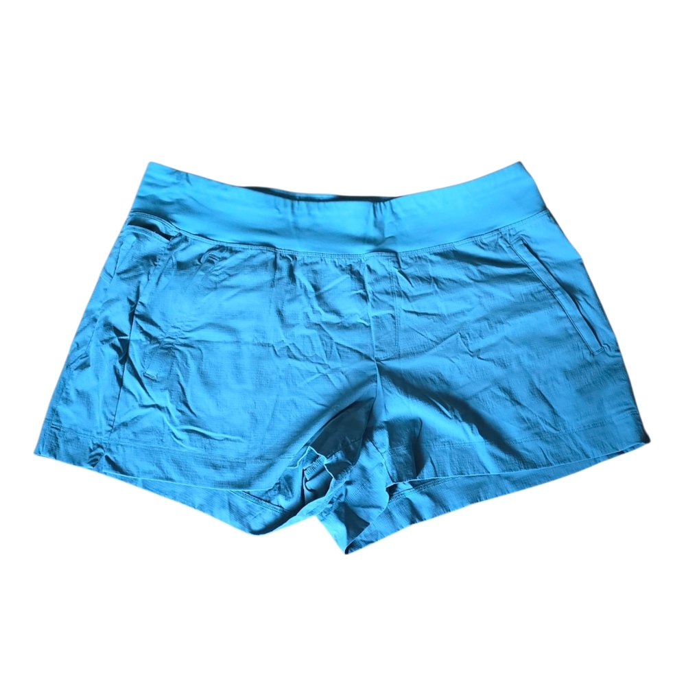 Athleta Shorts Women's Size 18 Teal Blue Trekkie North Short Zip Pockets Stretch